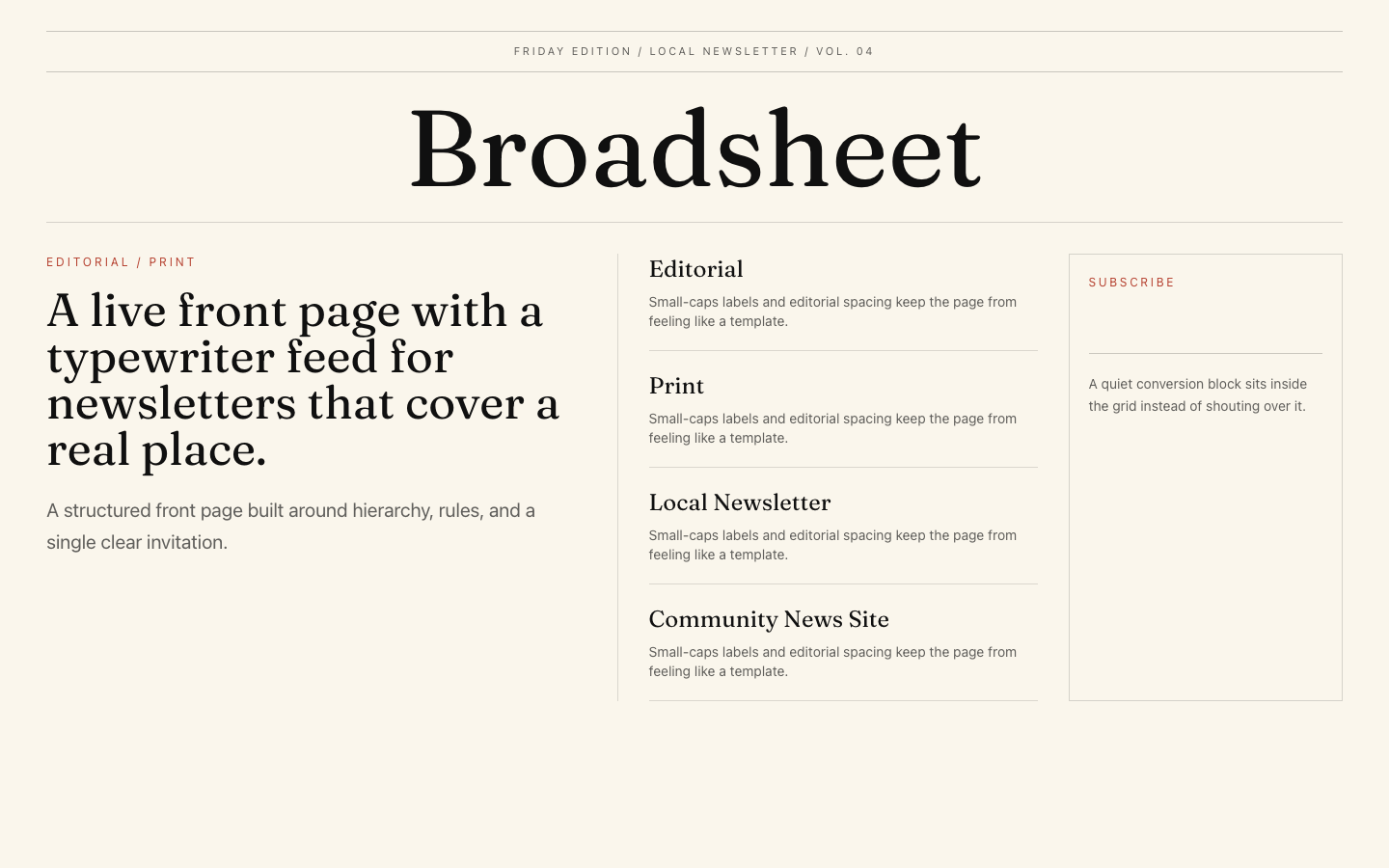 Broadsheet preview